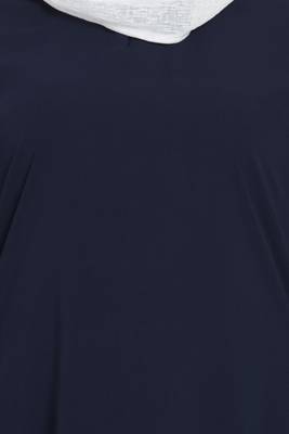 Navy blue A-line simple abaya 4