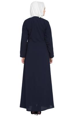 Navy blue A-line simple abaya 5