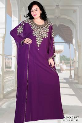 Purple embroidered georgette islamic kaftan 1