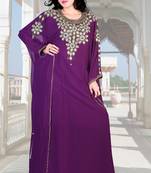 Purple embroidered georgette islamic kaftan