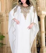 White embroidered georgette islamic kaftan