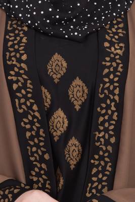 Golden & black nida shrugg style stylish abaya 5