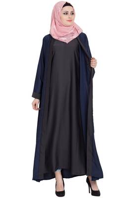 Navy blue & dark grey nida shrugg abaya 1