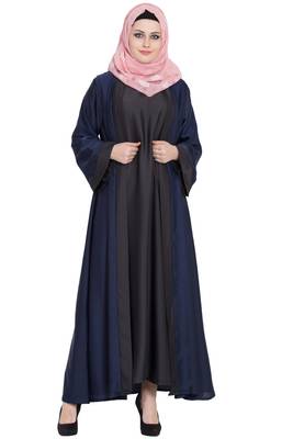 Navy blue & dark grey nida shrugg abaya 2