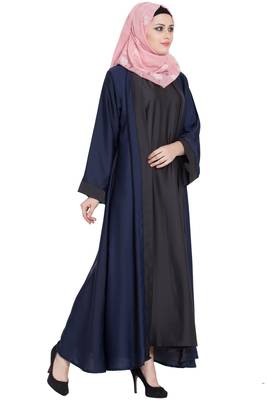 Navy blue & dark grey nida shrugg abaya 3