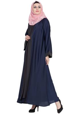 Navy blue & dark grey nida shrugg abaya 4
