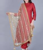 maroon flared salwar with straight pants and net mirror trails dupatta