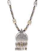 Infuzze Antique Gold-Toned & Oxidised Silver-Toned Textured Tribal Necklace