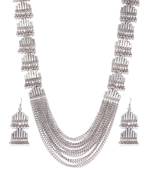 Infuzze Oxidised Silver-Toned Textured Jewellery Set