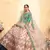 Peach Embroidered Satin Semi Stitched wedding lehenga