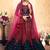 Navy Blue Embroidered Satin Semi Stitched wedding lehenga