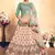 Peach Embroidered Satin Semi Stitched wedding lehenga