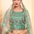 Peach Embroidered Satin Semi Stitched wedding lehenga