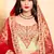 Beige Embroidered Satin Semi Stitched wedding lehenga