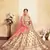 Brown Thread Embroidered Satin Semi Stitched Bridal lehenga