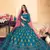 Sky Blue Embroidered Satin Semi Stitched wedding lehenga