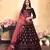Wine Embroidered Satin Unstitched Lehenga With Dupatta