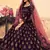 Wine Embroidered Satin Unstitched Lehenga With Dupatta