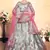 Grey Embroidered Satin Semi Stitched wedding lehenga