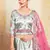 Grey Embroidered Satin Semi Stitched wedding lehenga