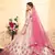Peach Embroidered Satin Unstitched Lehenga With Dupatta