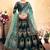 Dark Green Embroidered Satin Semi Stitched wedding lehenga