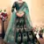 Dark Green Embroidered Satin Semi Stitched wedding lehenga