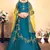 Sky Blue Embroidered Satin Semi Stitched wedding lehenga