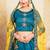 Sky Blue Resham and Zari Embroidered Satin Semi Stitched Bridal lehenga