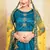Sky Blue Embroidered Satin Semi Stitched wedding lehenga