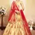 Beige Embroidered Satin Semi Stitched wedding lehenga