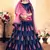 Navy Blue Embroidered Satin Semi Stitched wedding lehenga