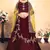 Maroon Embroidered Satin Semi Stitched wedding lehenga
