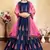 Navy Blue Embroidered Satin Semi Stitched wedding lehenga