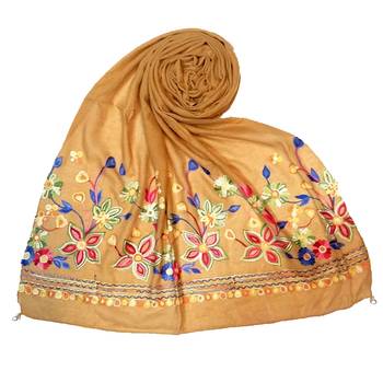 Stole For Women - Hand Work Emboidered Premium Cotton Stole 1