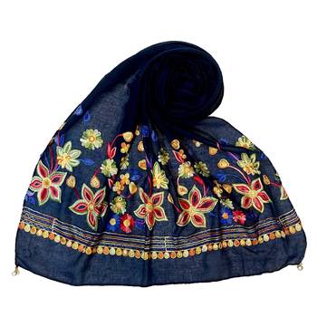 Stole For Women - Hand Work Emboidered Premium Cotton Stole 1