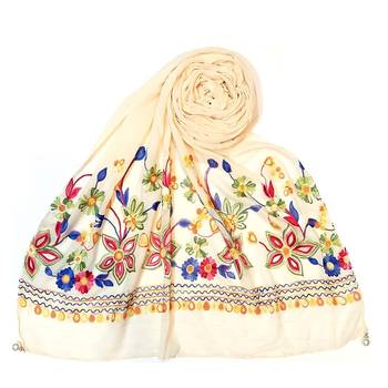 Stole For Women - Hand Work Emboidered Premium Cotton Stole 1