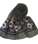 Party Wear Collection - Emboidered Flower Premium Cotton Stole