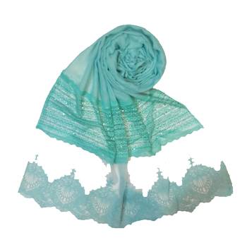 Stole For Women - Designer Diamond Studed Cotton Lace Hijab 1