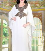 White embroidered georgette islamic kaftan