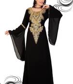Black embroidered georgette islamic kaftan