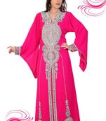 Rani pink embroidered georgette islamic kaftan