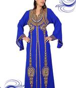 Blue embroidered georgette islamic kaftan