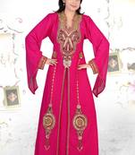 Rani pink embroidered georgette islamic kaftan
