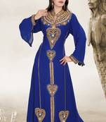 Dark blue embroidered georgette islamic kaftan