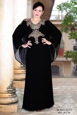 Black embroidered georgette islamic kaftan 1