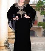 Black embroidered georgette islamic kaftan