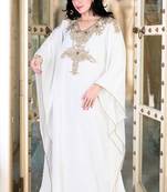 White embroidered georgette islamic kaftan