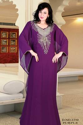 Purple embroidered georgette islamic kaftan 1