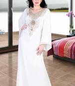 White embroidered georgette islamic kaftan